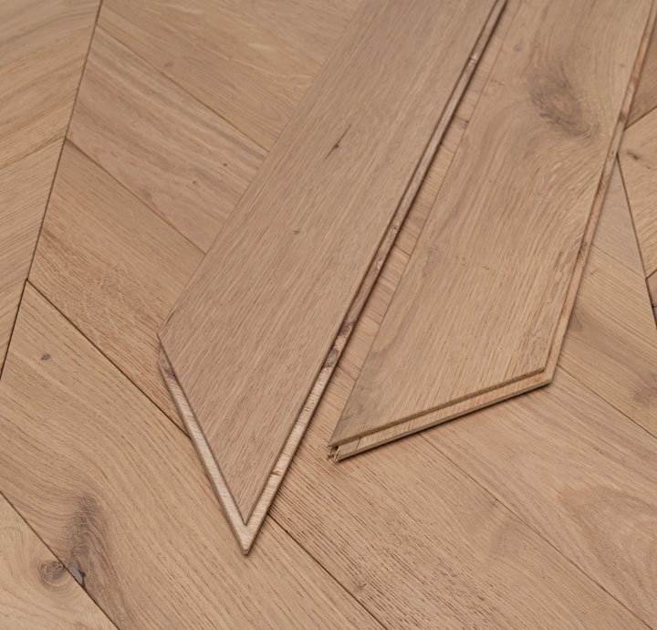 parquet à chevrons finition brut
